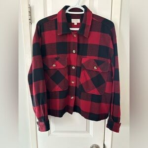 Brixton women’s Bowery cropped Flannel Red/Black